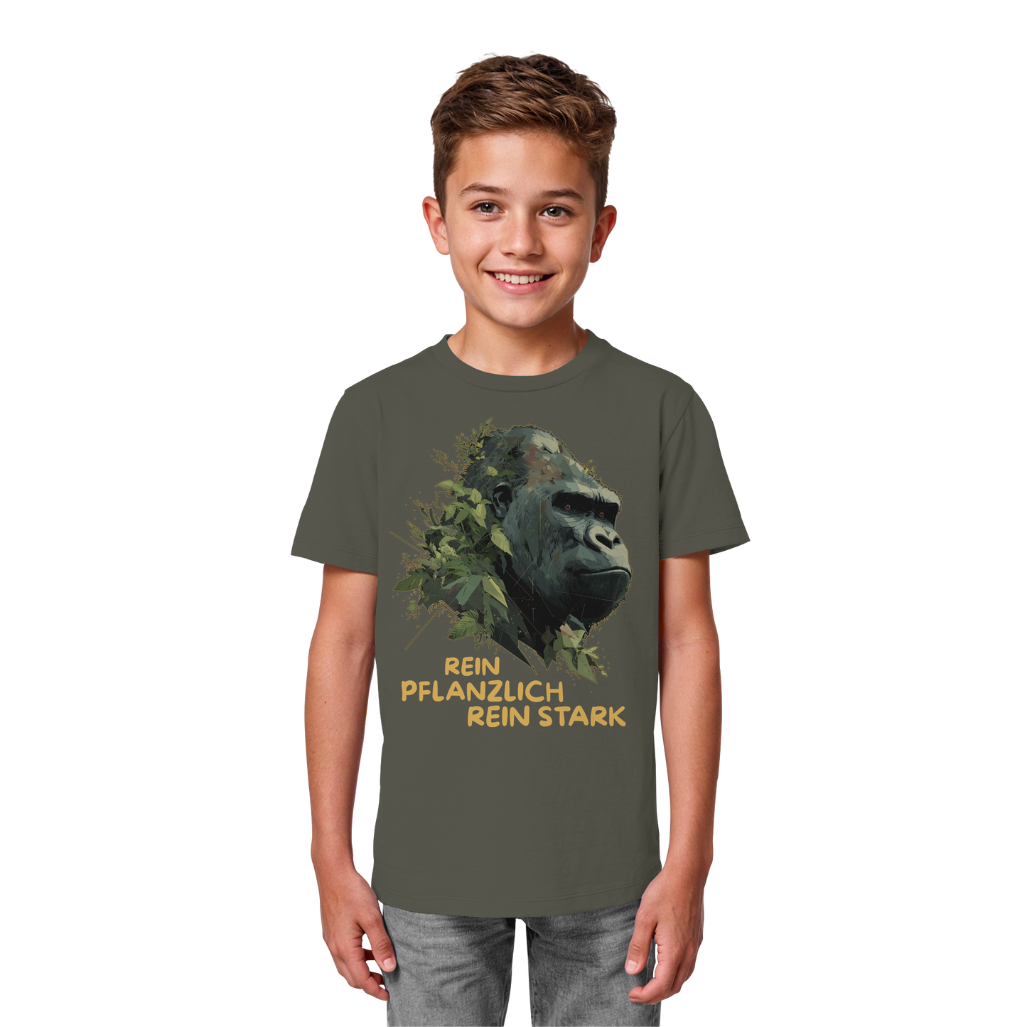 vegwear "Gorilla, rein pflanzlich rein stark" - unisex Kids T-Shirt, bio vegan
