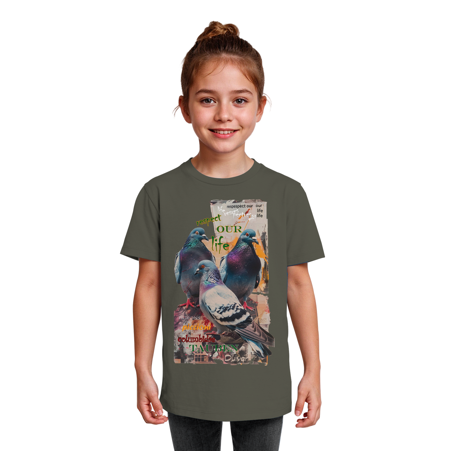 vegwear "respect our life - Tauben" - unisex Kinder Bio T-Shirt