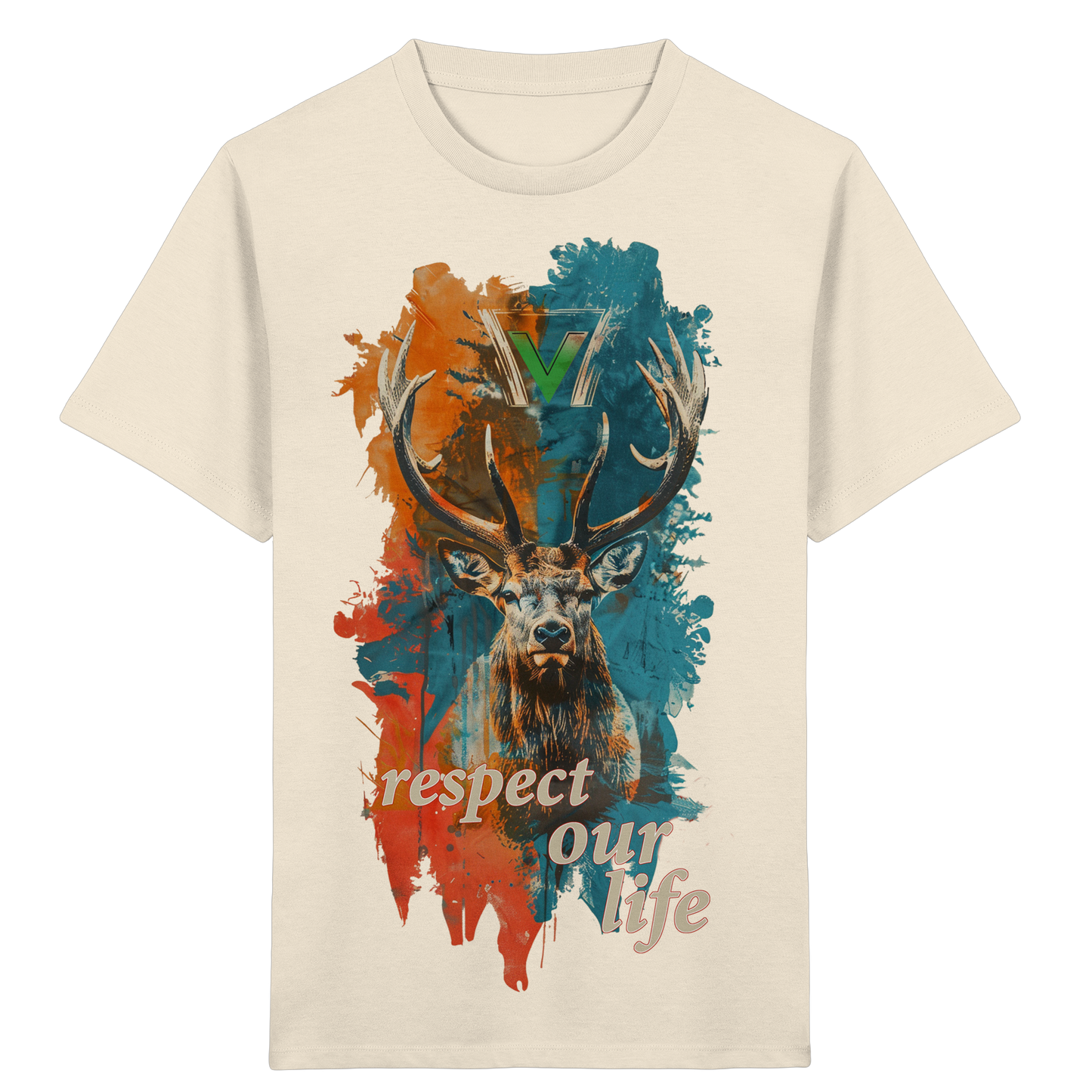 vegwear "respect our life - Hirsch" - unisex Kids T-Shirt, bio, vegan, fair