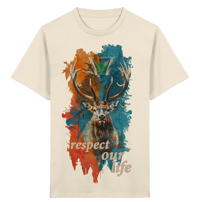 vegwear "respect our life - Hirsch" - unisex Kids T-Shirt, bio, vegan, fair