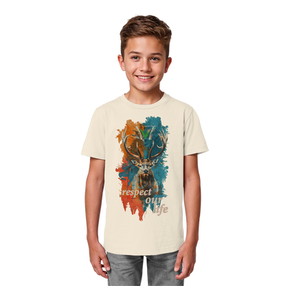 vegwear "respect our life - Hirsch" - unisex Kids T-Shirt, bio, vegan, fair