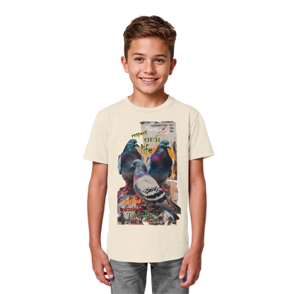 vegwear "respect our life - Tauben" - unisex Kinder Bio T-Shirt