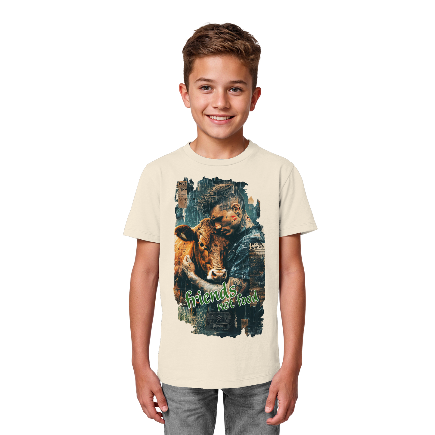 vegwear "friends not food" - unisex Kids bio T-Shirt, vegan, fair