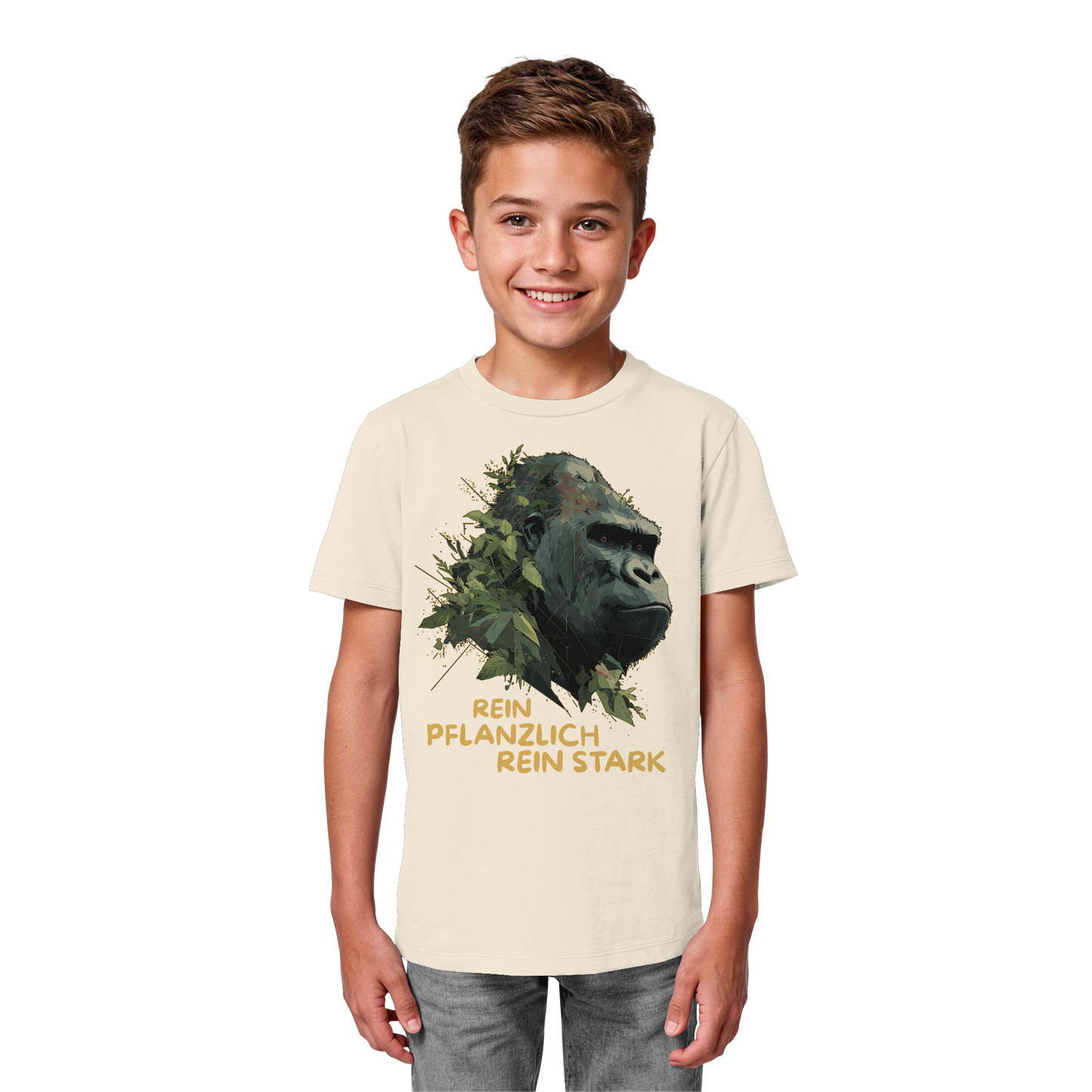 vegwear "Gorilla, rein pflanzlich rein stark" - unisex Kids T-Shirt, bio vegan