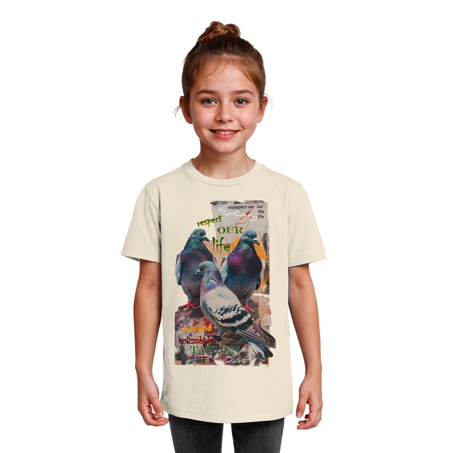 vegwear "respect our life - Tauben" - unisex Kinder Bio T-Shirt