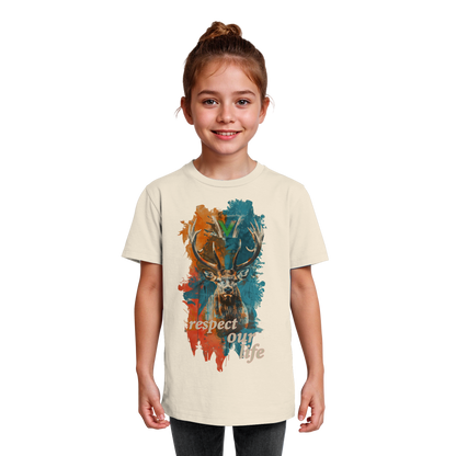 vegwear "respect our life - Hirsch" - unisex Kids T-Shirt, bio, vegan, fair