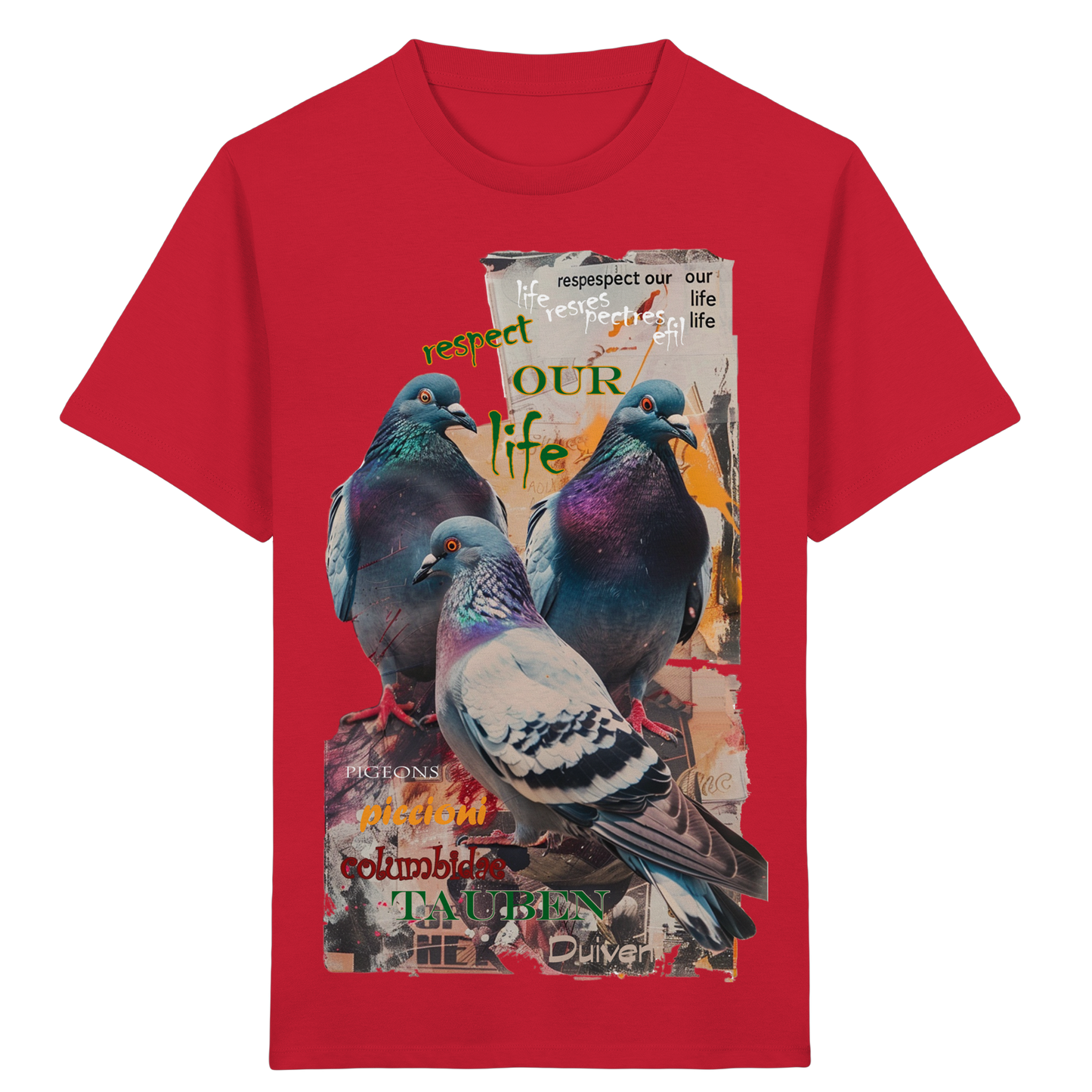vegwear "respect our life - Tauben" - unisex Kinder Bio T-Shirt