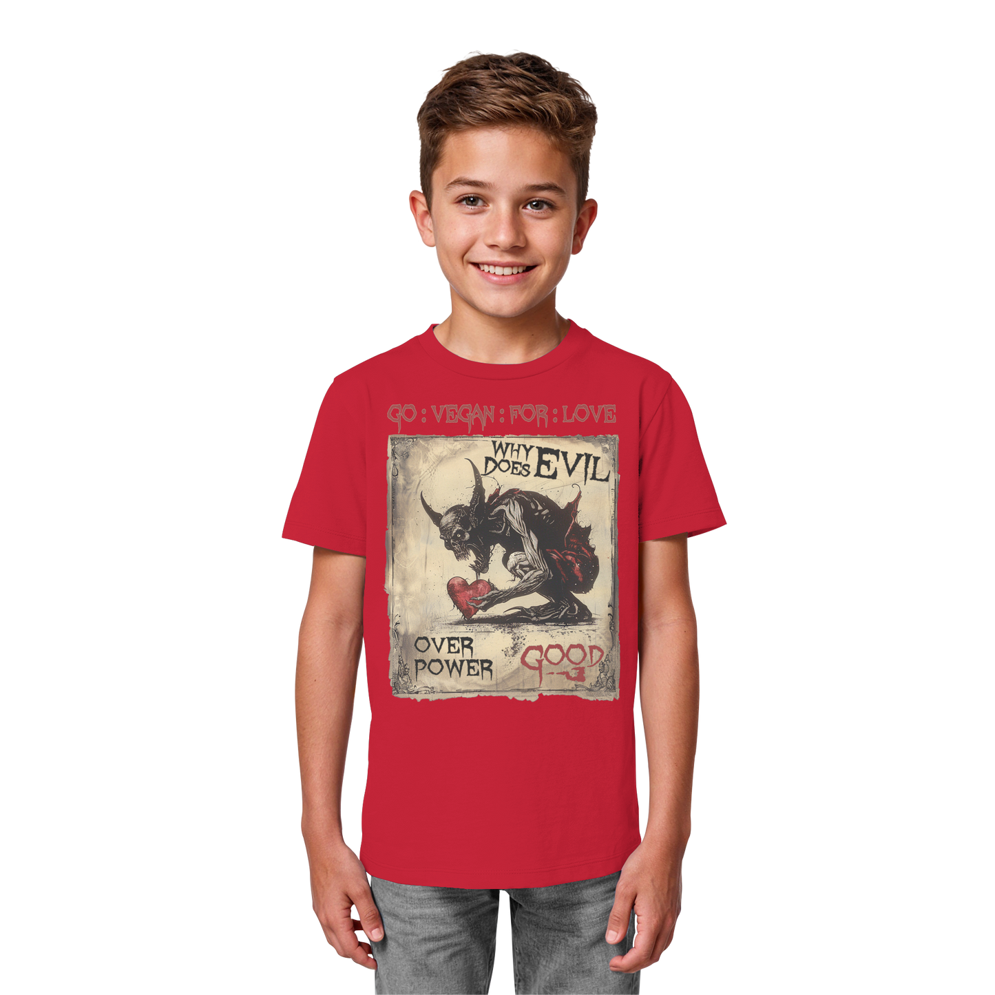 vegwear "why does evil" - unisex Bio Kinder T-Shirt