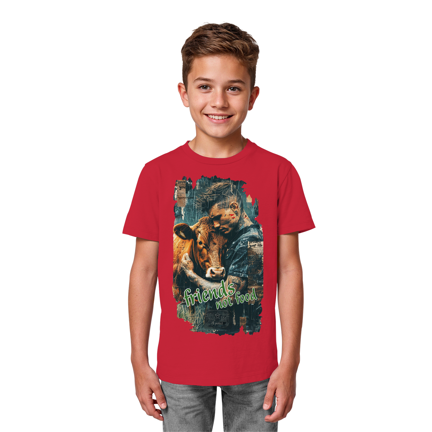 vegwear "friends not food" - unisex Kids bio T-Shirt, vegan, fair