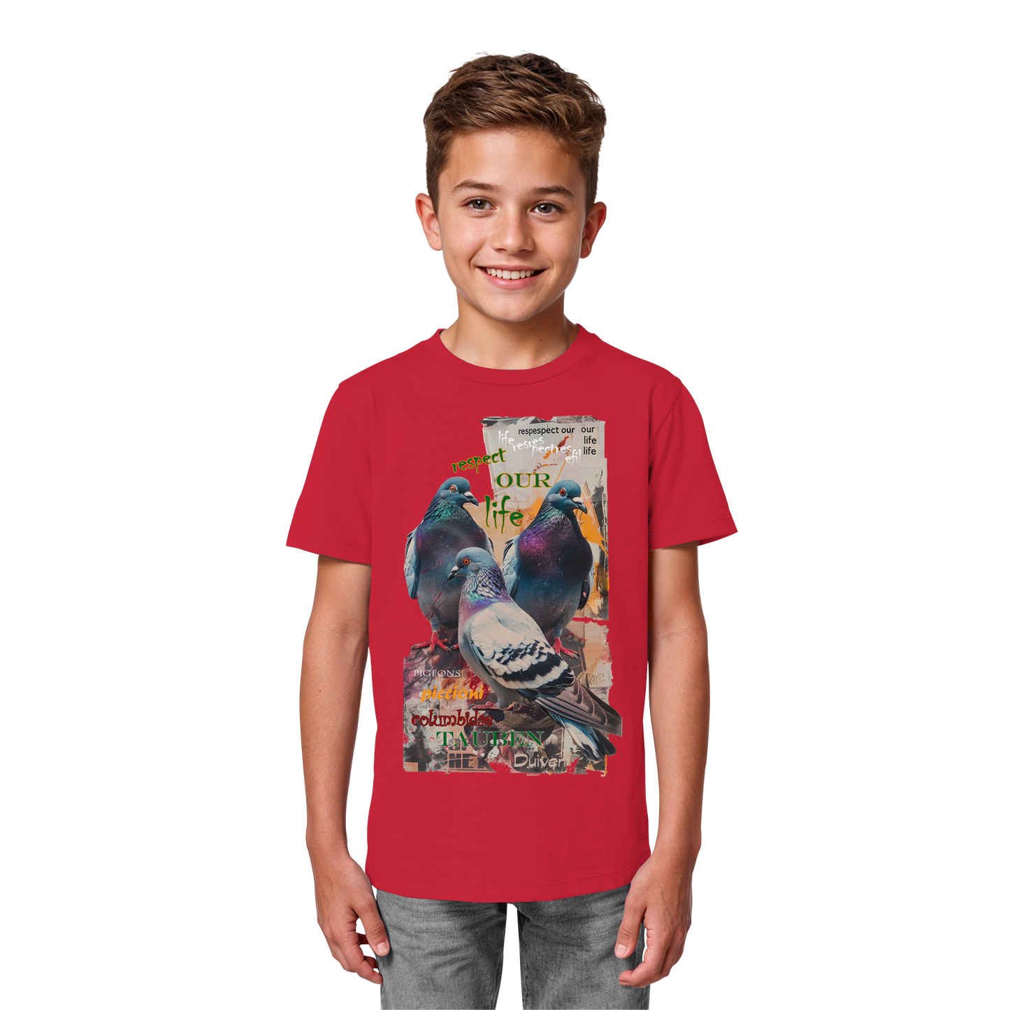 vegwear "respect our life - Tauben" - unisex Kinder Bio T-Shirt