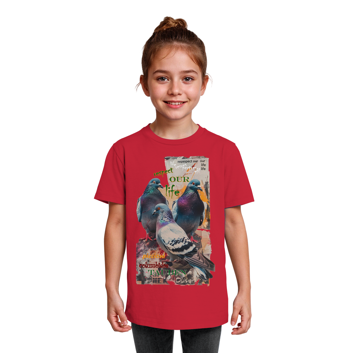 vegwear "respect our life - Tauben" - unisex Kinder Bio T-Shirt