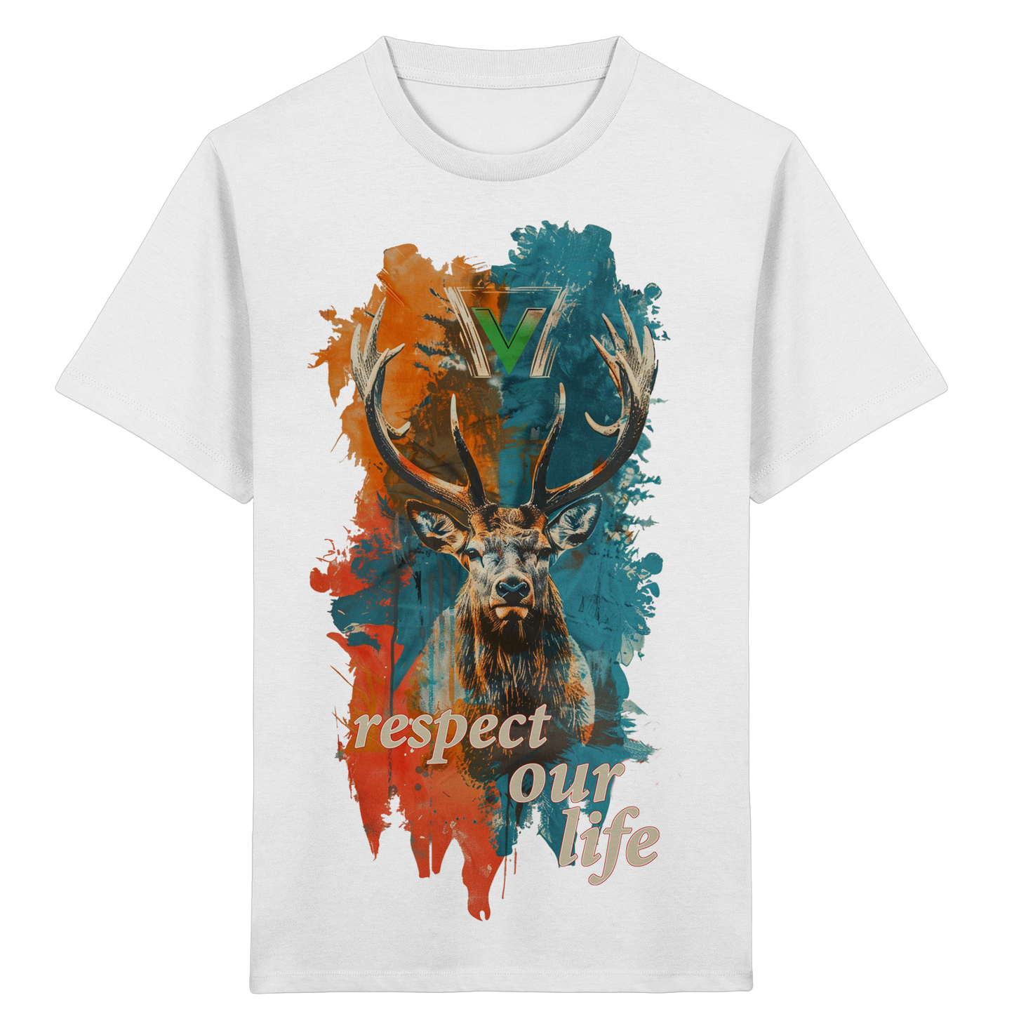 vegwear "respect our life - Hirsch" - unisex Kids T-Shirt, bio, vegan, fair