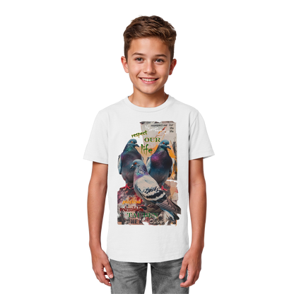 vegwear "respect our life - Tauben" - unisex Kinder Bio T-Shirt