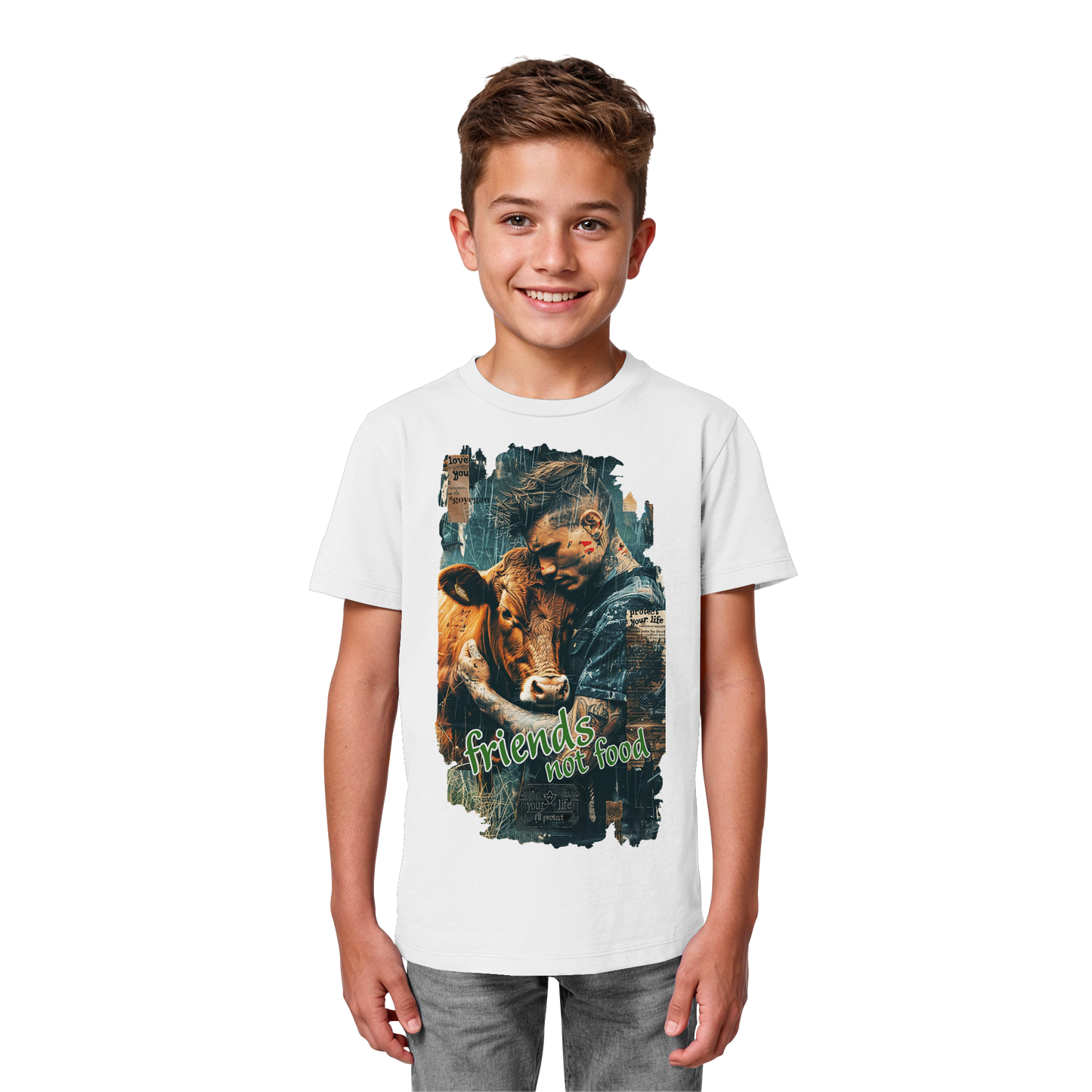 vegwear "friends not food" - unisex Kids bio T-Shirt, vegan, fair