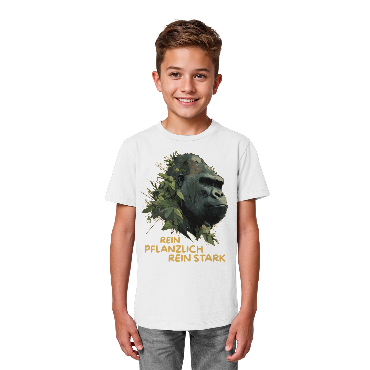 vegwear "Gorilla, rein pflanzlich rein stark" - unisex Kids T-Shirt, bio vegan