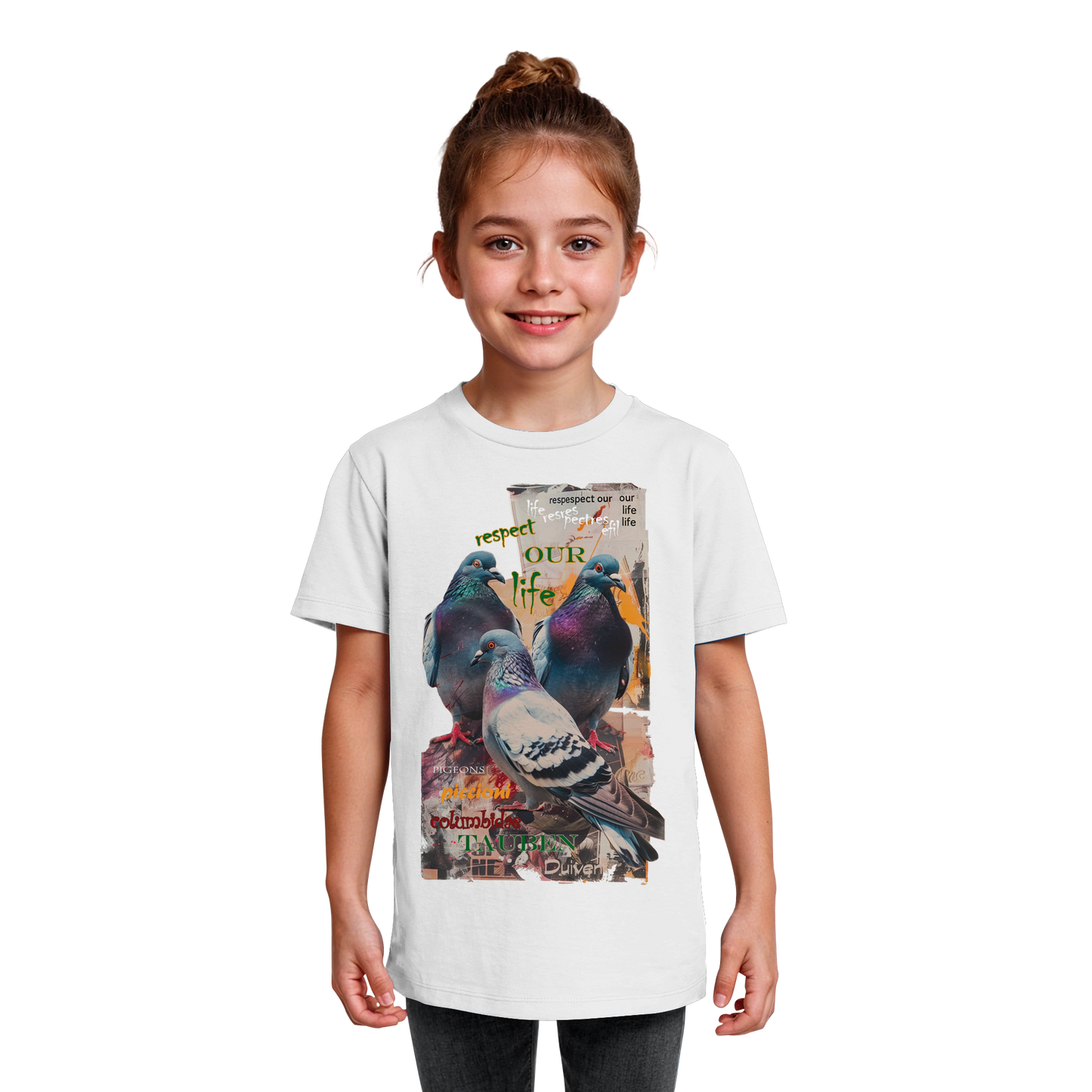 vegwear "respect our life - Tauben" - unisex Kinder Bio T-Shirt