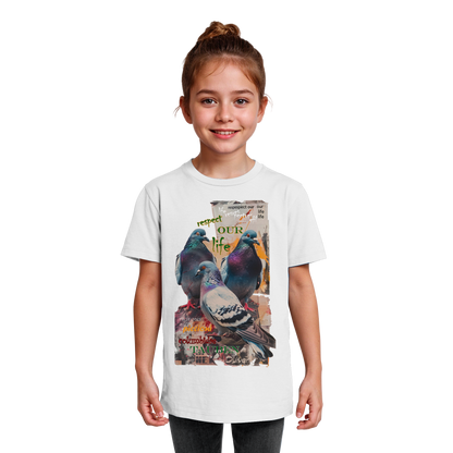 vegwear "respect our life - Tauben" - unisex Kinder Bio T-Shirt
