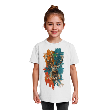 vegwear "respect our life - Hirsch" - unisex Kids T-Shirt, bio, vegan, fair