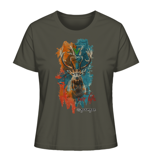 Motif "respect our life, go vegan" - women's organic T-shirt