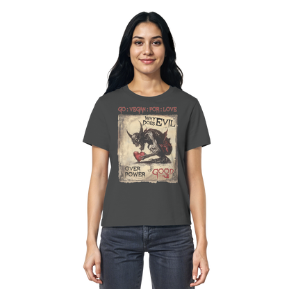 vegwear "why does evil" - Damen Bio T-Shirt