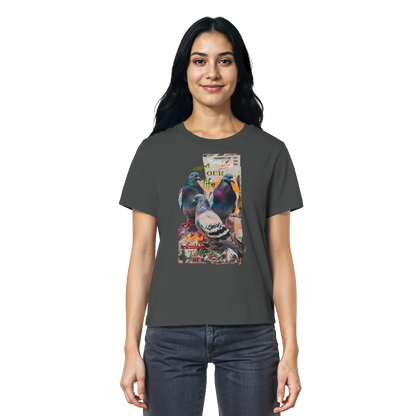 vegwear "respect our life - Tauben" - Damen Bio T-Shirt, nachhaltig, fair