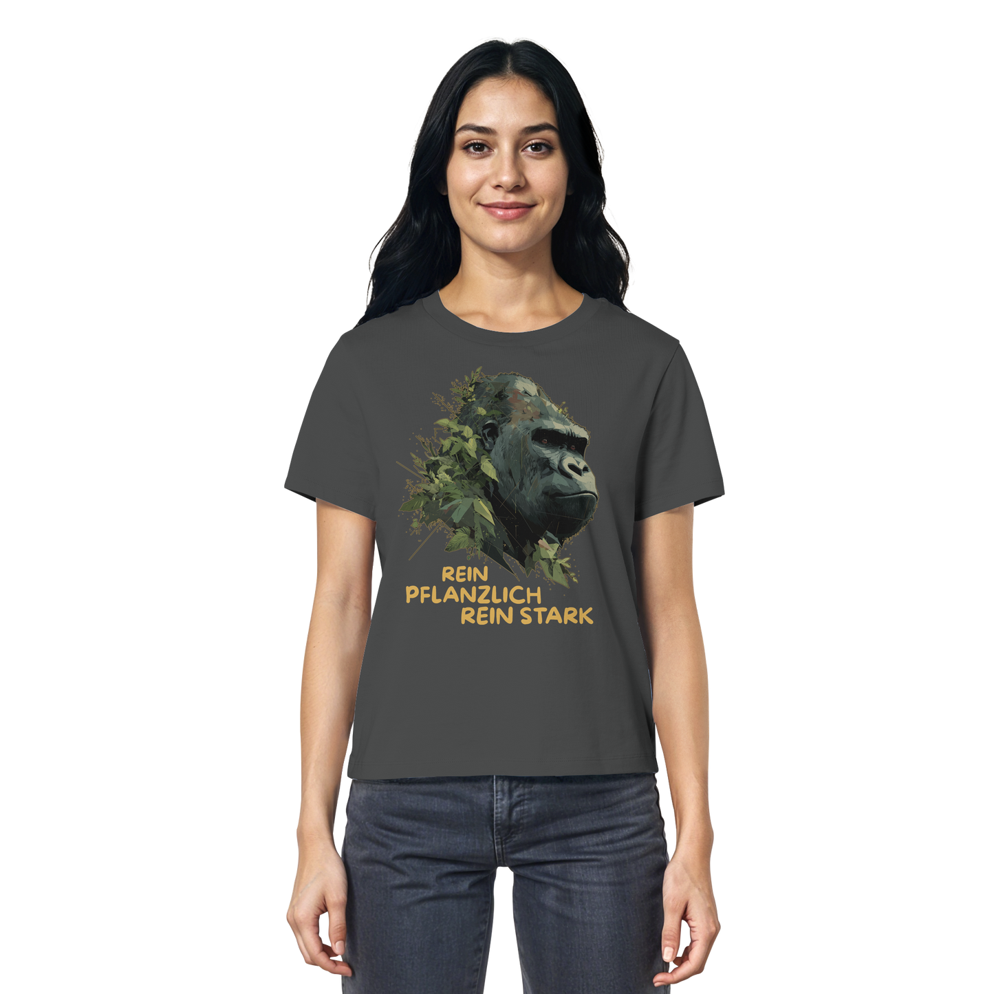 vegwear "Gorilla, rein pflanzlich rein stark" - Damen T-Shirt, bio, vegan