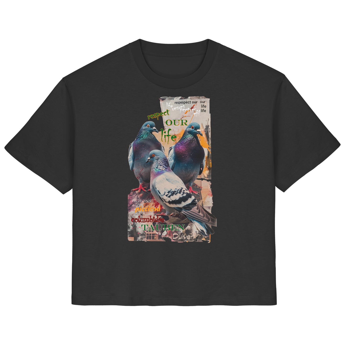 vegwear "respect our life - Tauben" - Damen Bio T-Shirt, nachhaltig, fair