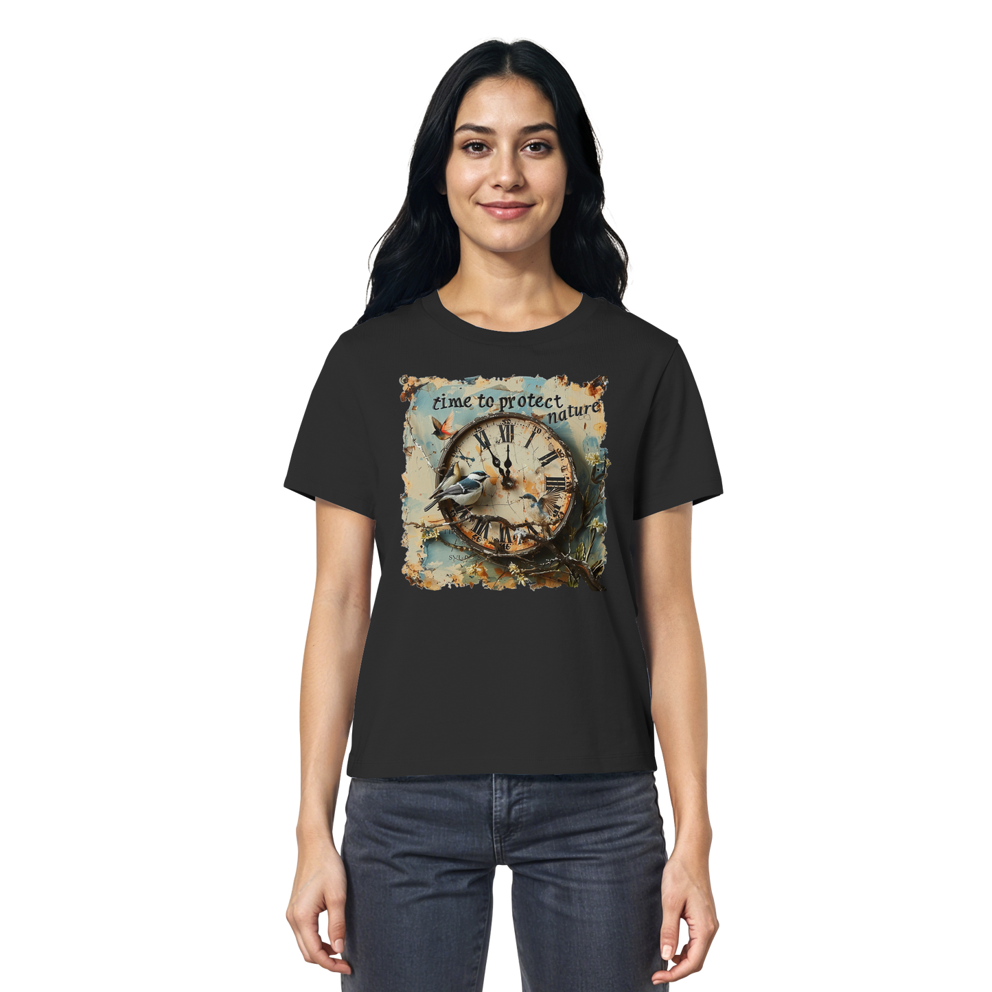 vegwear "time to protect nature" - Damen T-Shirt, nachhaltige Mode