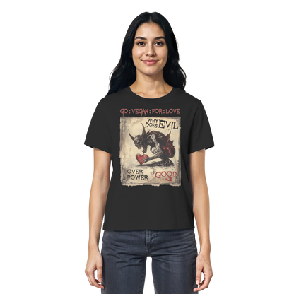 vegwear "why does evil" - Damen Bio T-Shirt