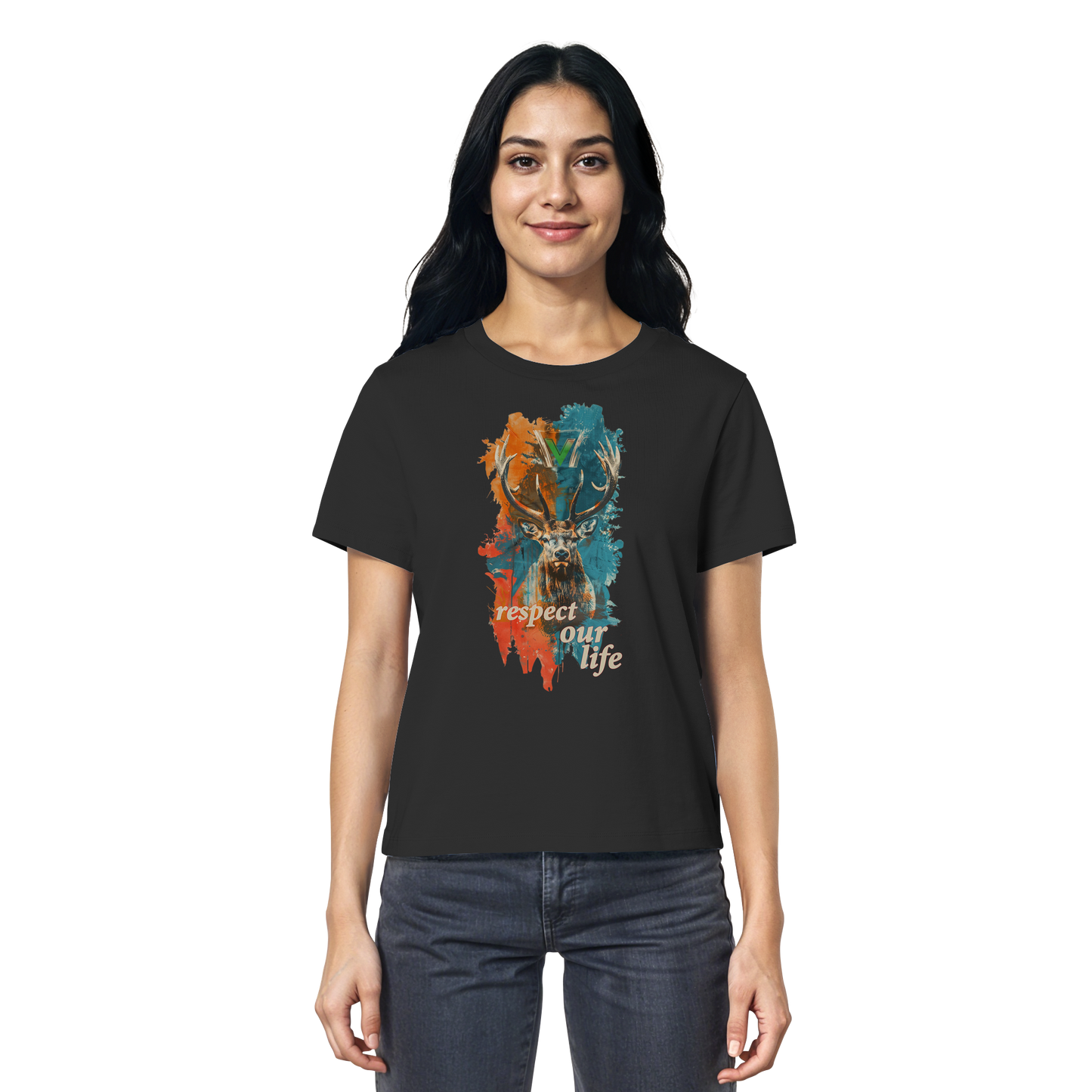 vegwear "respect our life - Hirsch" - Damen T-Shirt