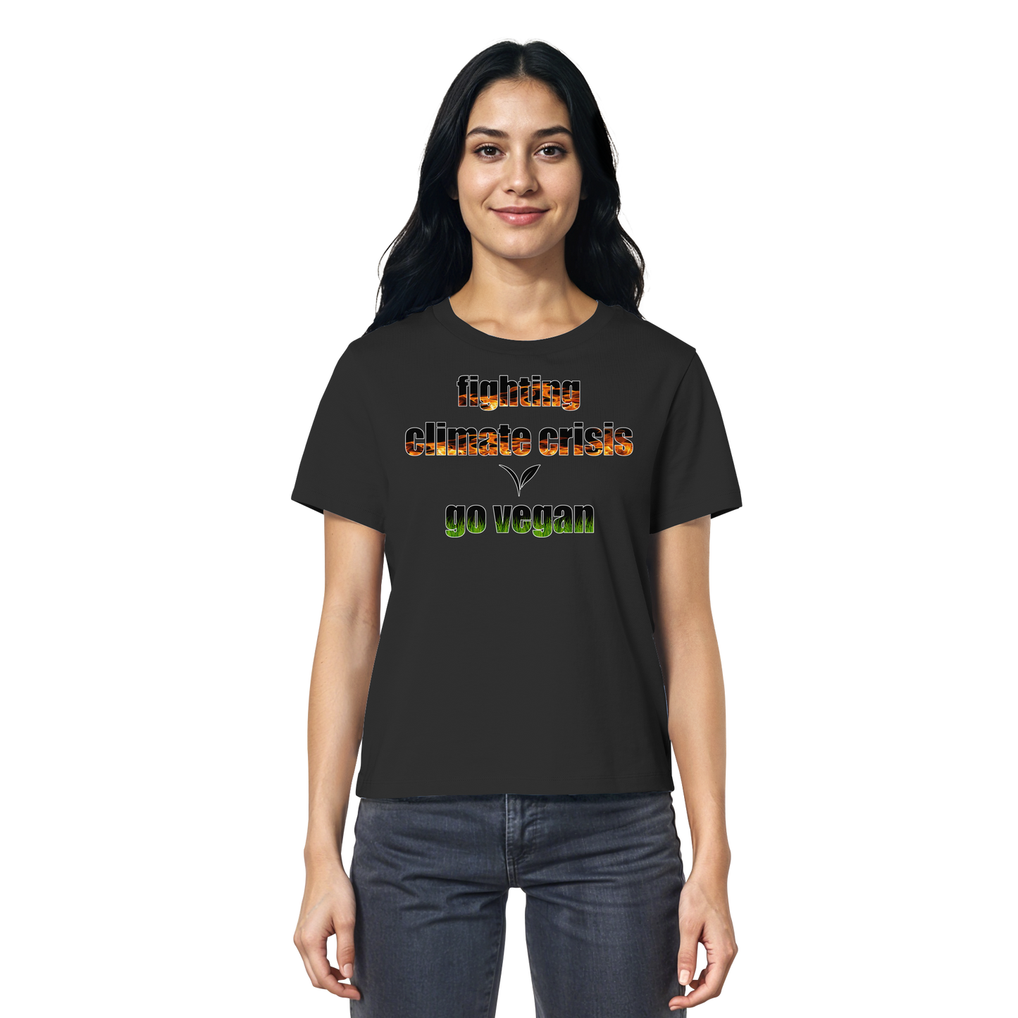 vegwear "fighting climate cirsis" - Damen Bio T-Shirt vegan & klimafreundlich