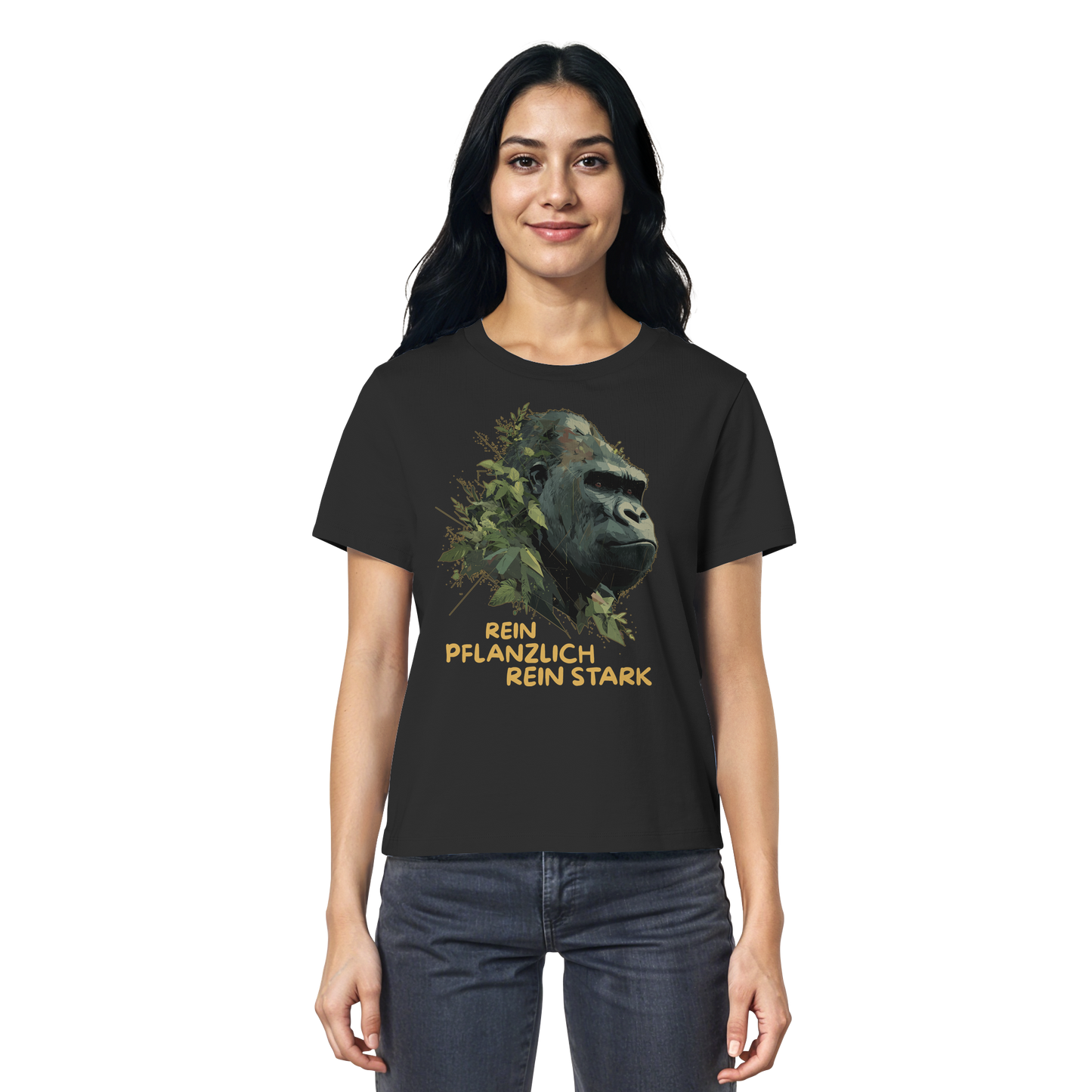 vegwear "Gorilla, rein pflanzlich rein stark" - Damen T-Shirt, bio, vegan