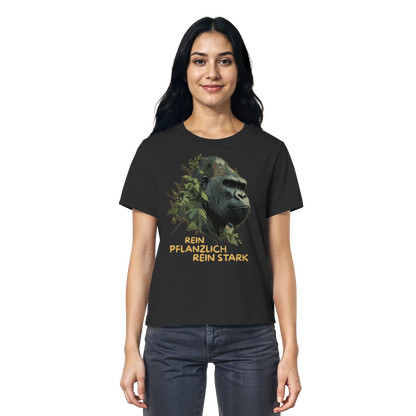 vegwear "Gorilla, rein pflanzlich rein stark" - Damen T-Shirt, bio, vegan