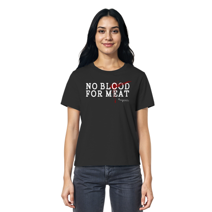 100% vegane T-Shirt für Damen: 'no blood for meat' | vegwear