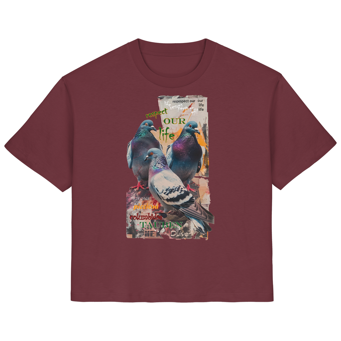 vegwear "respect our life - Tauben" - Damen Bio T-Shirt, nachhaltig, fair