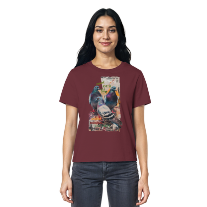 vegwear "respect our life - Tauben" - Damen Bio T-Shirt, nachhaltig, fair