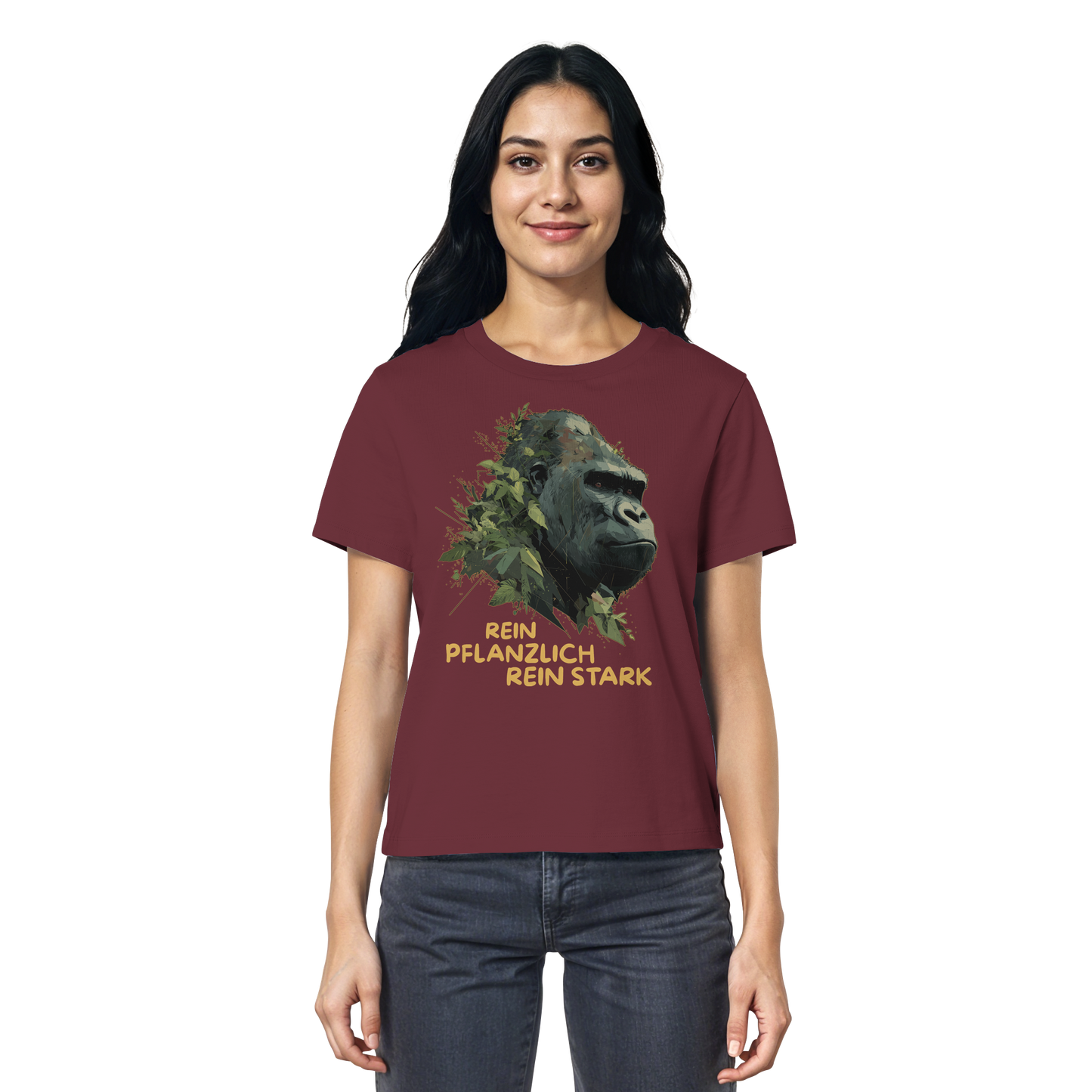 vegwear "Gorilla, rein pflanzlich rein stark" - Damen T-Shirt, bio, vegan