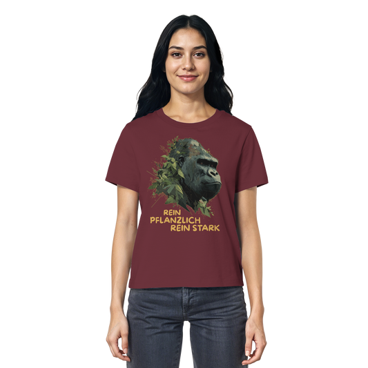 vegwear "Gorilla, rein pflanzlich rein stark" - Damen T-Shirt, bio, vegan