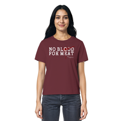100% vegane T-Shirt für Damen: 'no blood for meat' | vegwear