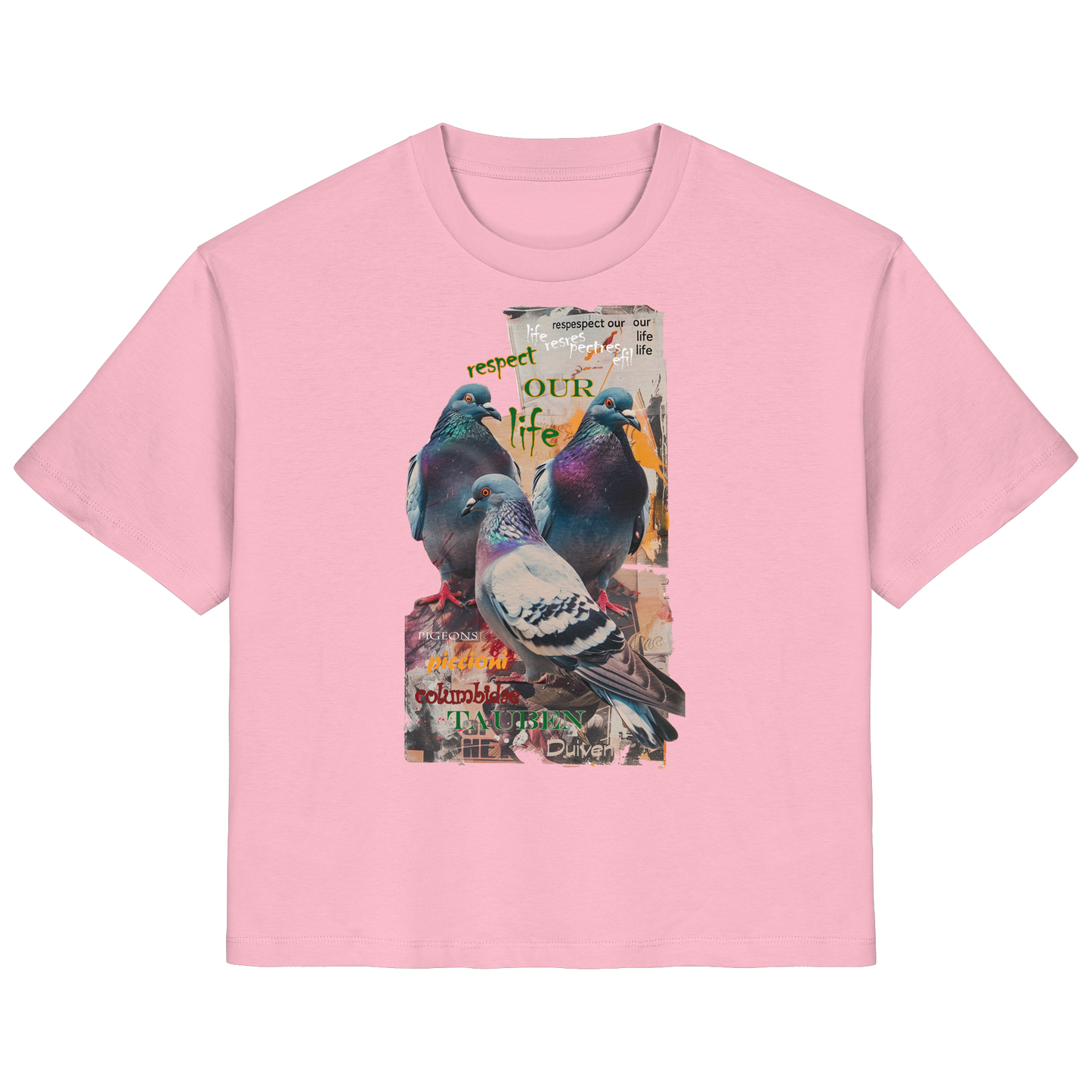 vegwear "respect our life - Tauben" - Damen Bio T-Shirt, nachhaltig, fair