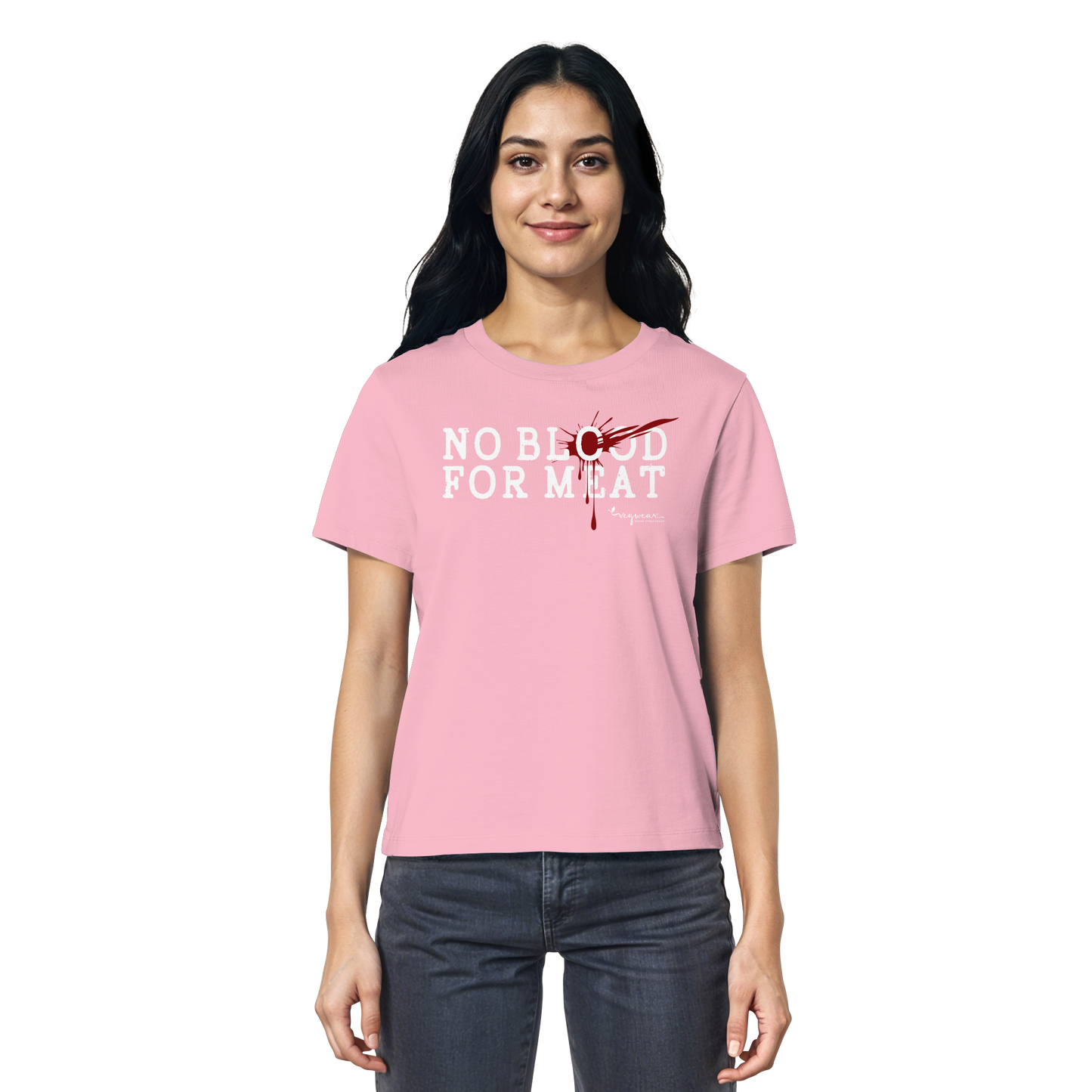 100% vegane T-Shirt für Damen: 'no blood for meat' | vegwear