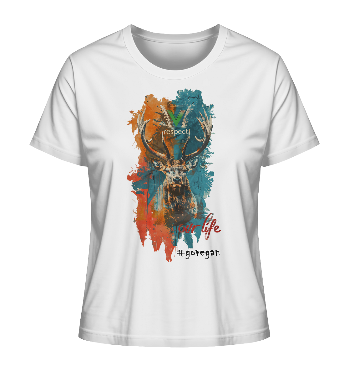 Motif "respect our life, go vegan" - women's organic T-shirt