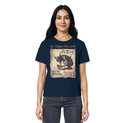 vegwear "why does evil" - Damen Bio T-Shirt