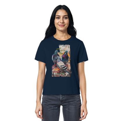 vegwear "respect our life - Tauben" - Damen Bio T-Shirt, nachhaltig, fair
