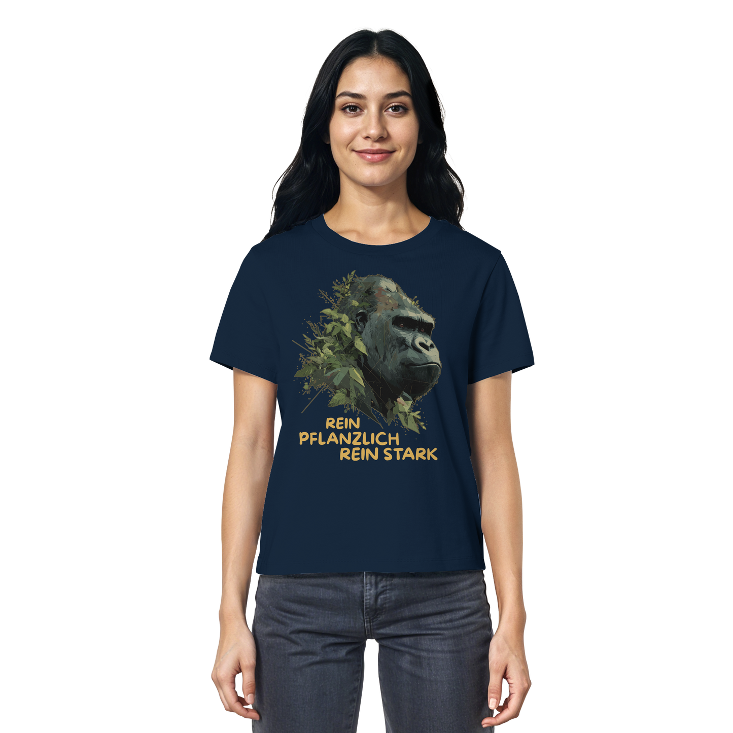 vegwear "Gorilla, rein pflanzlich rein stark" - Damen T-Shirt, bio, vegan