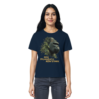 vegwear "Gorilla, rein pflanzlich rein stark" - Damen T-Shirt, bio, vegan