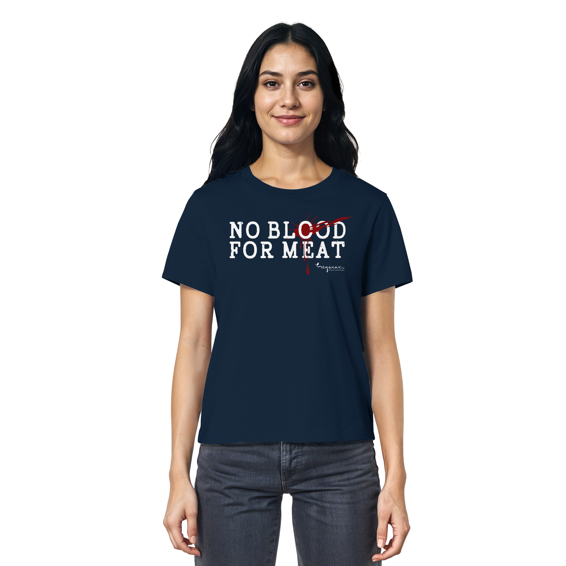 100% vegane T-Shirt für Damen: 'no blood for meat' | vegwear