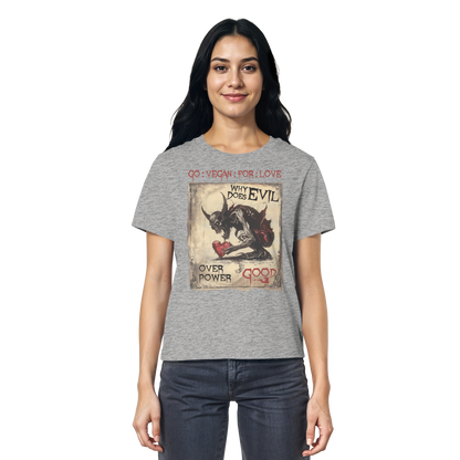 vegwear "why does evil" - Damen Bio T-Shirt
