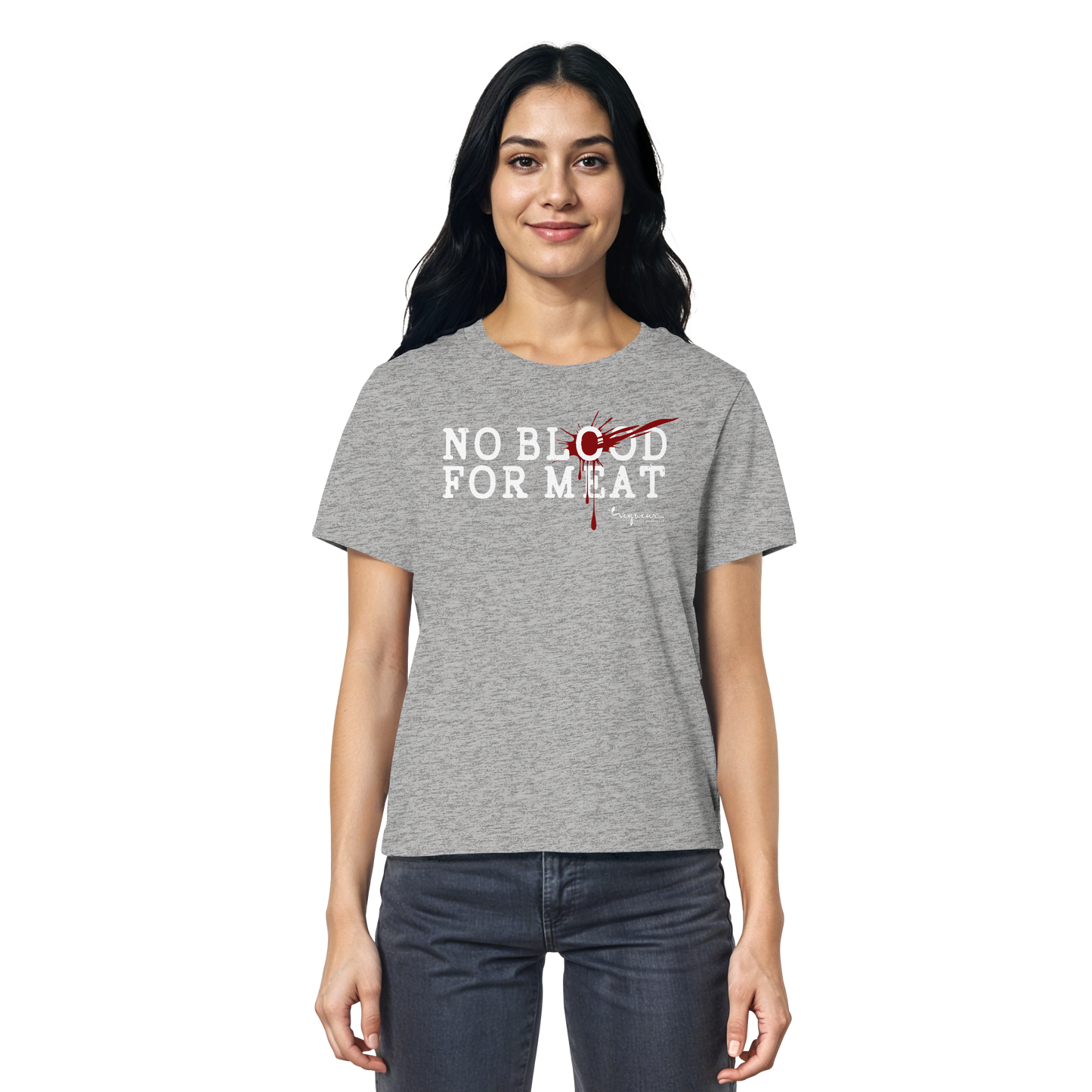 100% vegane T-Shirt für Damen: 'no blood for meat' | vegwear