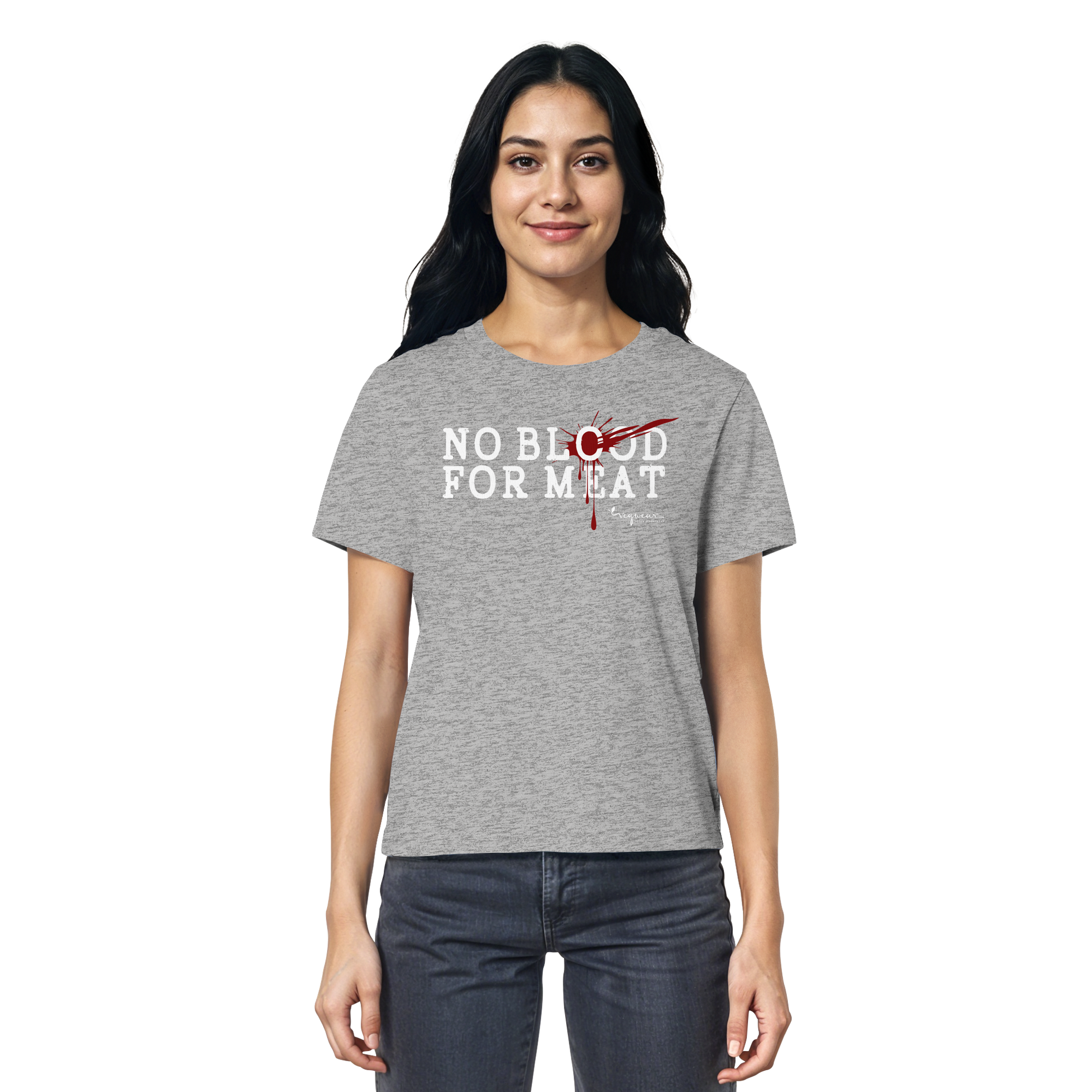 100% vegane T-Shirt für Damen: 'no blood for meat' | vegwear